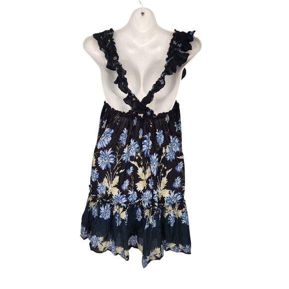 Intimately Free People Bali Wild Daisy Slip Black Ruffle Baby-doll Dress Women M - Picture 9 of 9